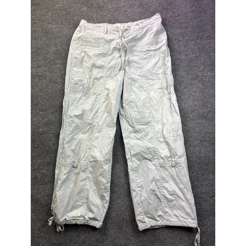 Habitual Cargo Pants Womens XL Light Blue Water Color Drawstring Hem Pockets